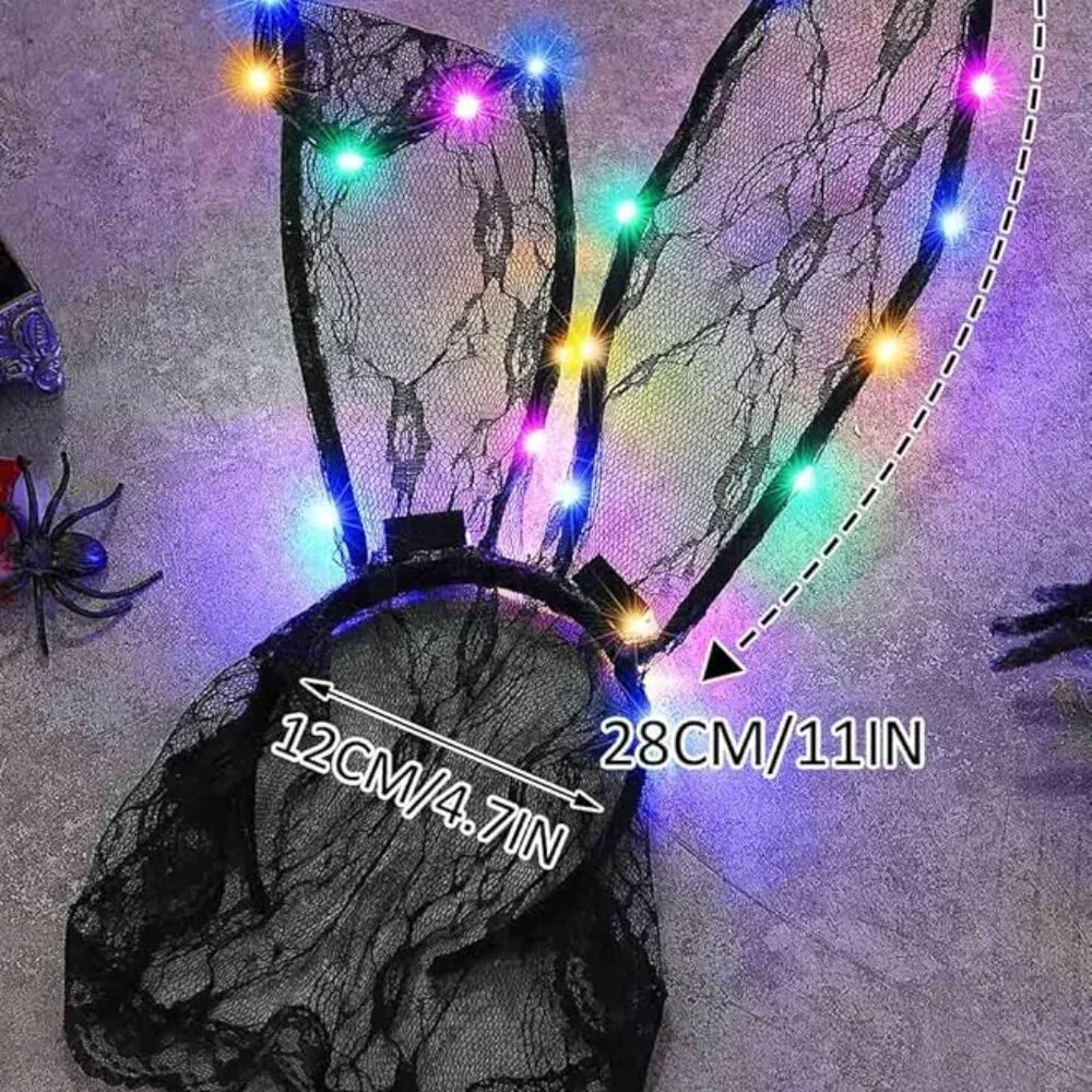 Lace Bunny Ears Light up Headband Halloween